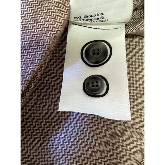 UNTUCKit Fit By DXL Men's 3XL Shirt Brown Cotton Herringbone Long Sleeve Casual - Picture 9 of 9
